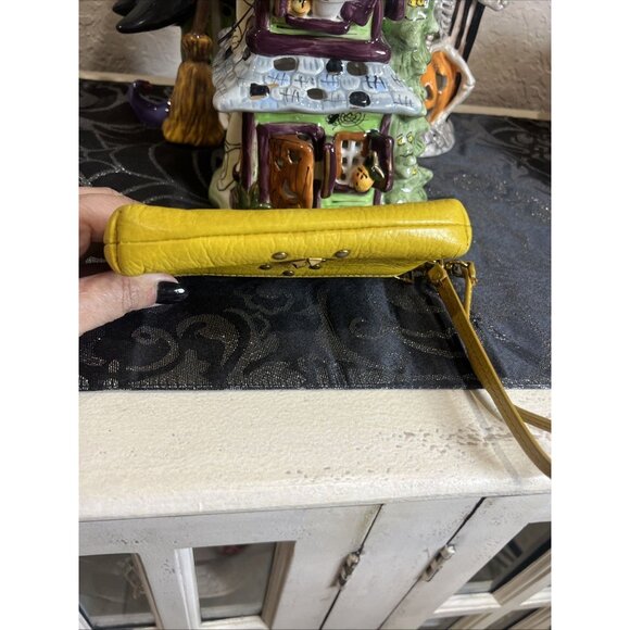 Fossil Leather Yellow Mustard Studded Wristlet Wallet - Picture 3 of 15